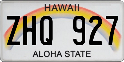 HI license plate ZHQ927
