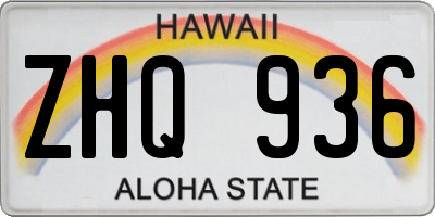 HI license plate ZHQ936