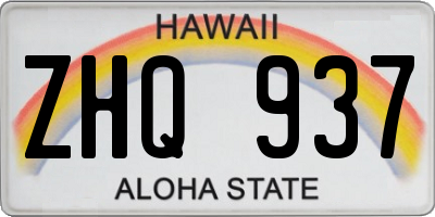 HI license plate ZHQ937