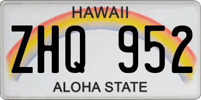 HI license plate ZHQ952