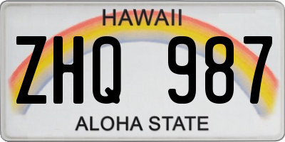 HI license plate ZHQ987