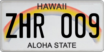 HI license plate ZHR009
