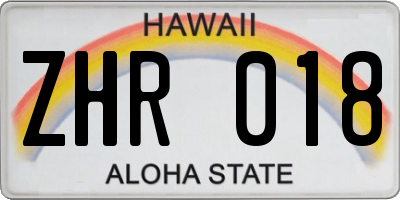HI license plate ZHR018