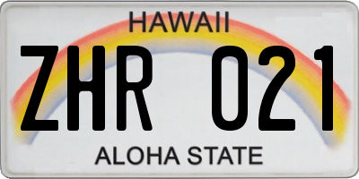 HI license plate ZHR021
