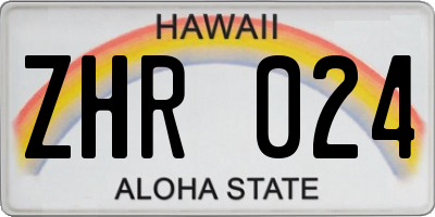 HI license plate ZHR024