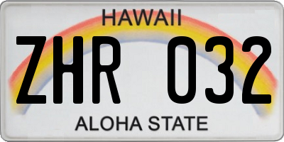 HI license plate ZHR032