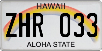 HI license plate ZHR033