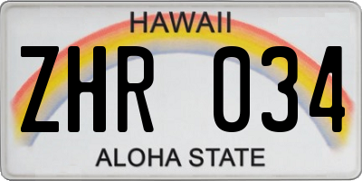 HI license plate ZHR034
