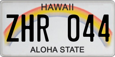 HI license plate ZHR044