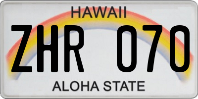 HI license plate ZHR070