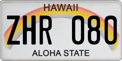 HI license plate ZHR080