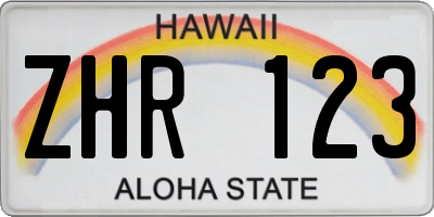 HI license plate ZHR123