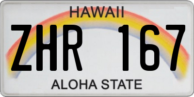 HI license plate ZHR167