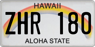 HI license plate ZHR180