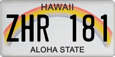 HI license plate ZHR181
