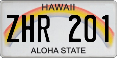 HI license plate ZHR201