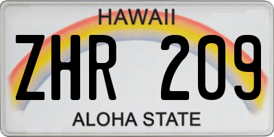 HI license plate ZHR209