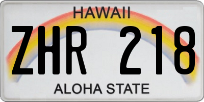 HI license plate ZHR218