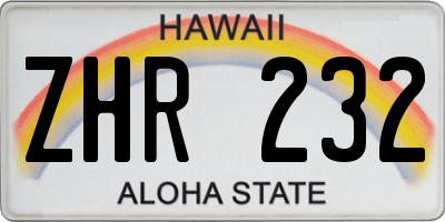 HI license plate ZHR232