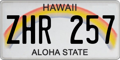 HI license plate ZHR257