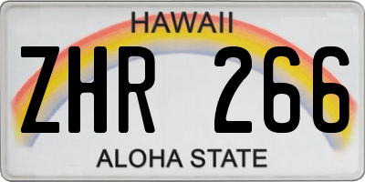 HI license plate ZHR266