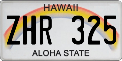 HI license plate ZHR325
