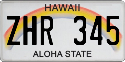 HI license plate ZHR345