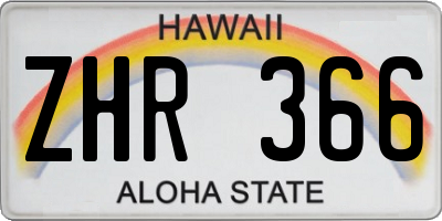 HI license plate ZHR366