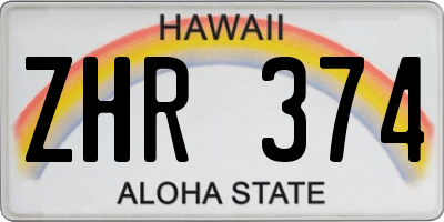 HI license plate ZHR374