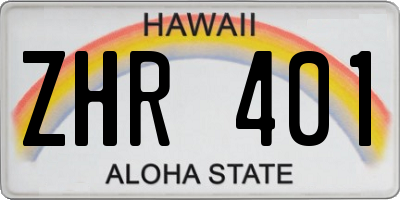 HI license plate ZHR401