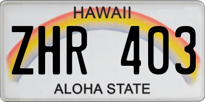 HI license plate ZHR403