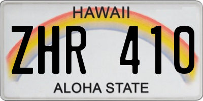 HI license plate ZHR410