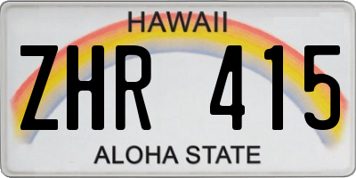 HI license plate ZHR415