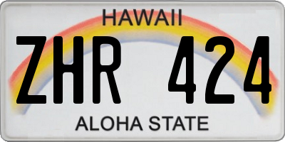 HI license plate ZHR424