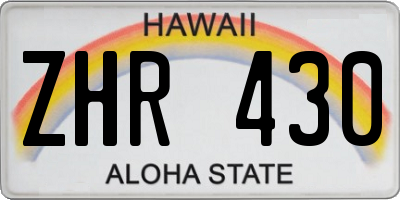 HI license plate ZHR430