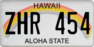 HI license plate ZHR454