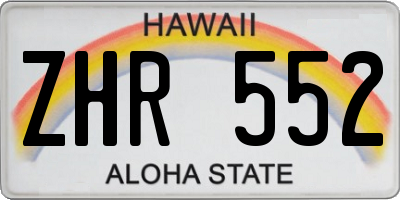 HI license plate ZHR552