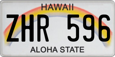 HI license plate ZHR596