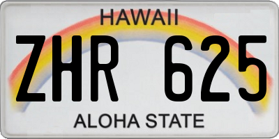 HI license plate ZHR625