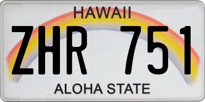 HI license plate ZHR751
