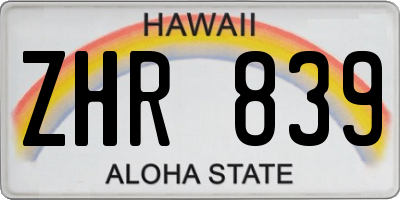 HI license plate ZHR839