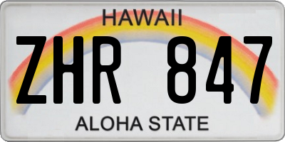 HI license plate ZHR847