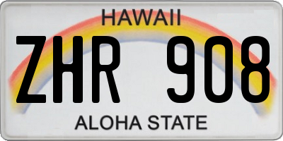 HI license plate ZHR908