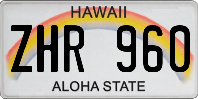 HI license plate ZHR960