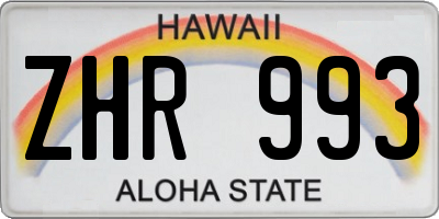 HI license plate ZHR993