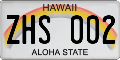 HI license plate ZHS002