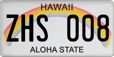 HI license plate ZHS008