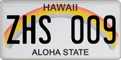 HI license plate ZHS009