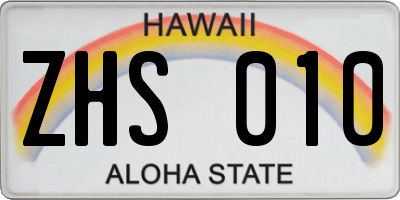 HI license plate ZHS010