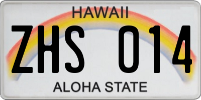 HI license plate ZHS014